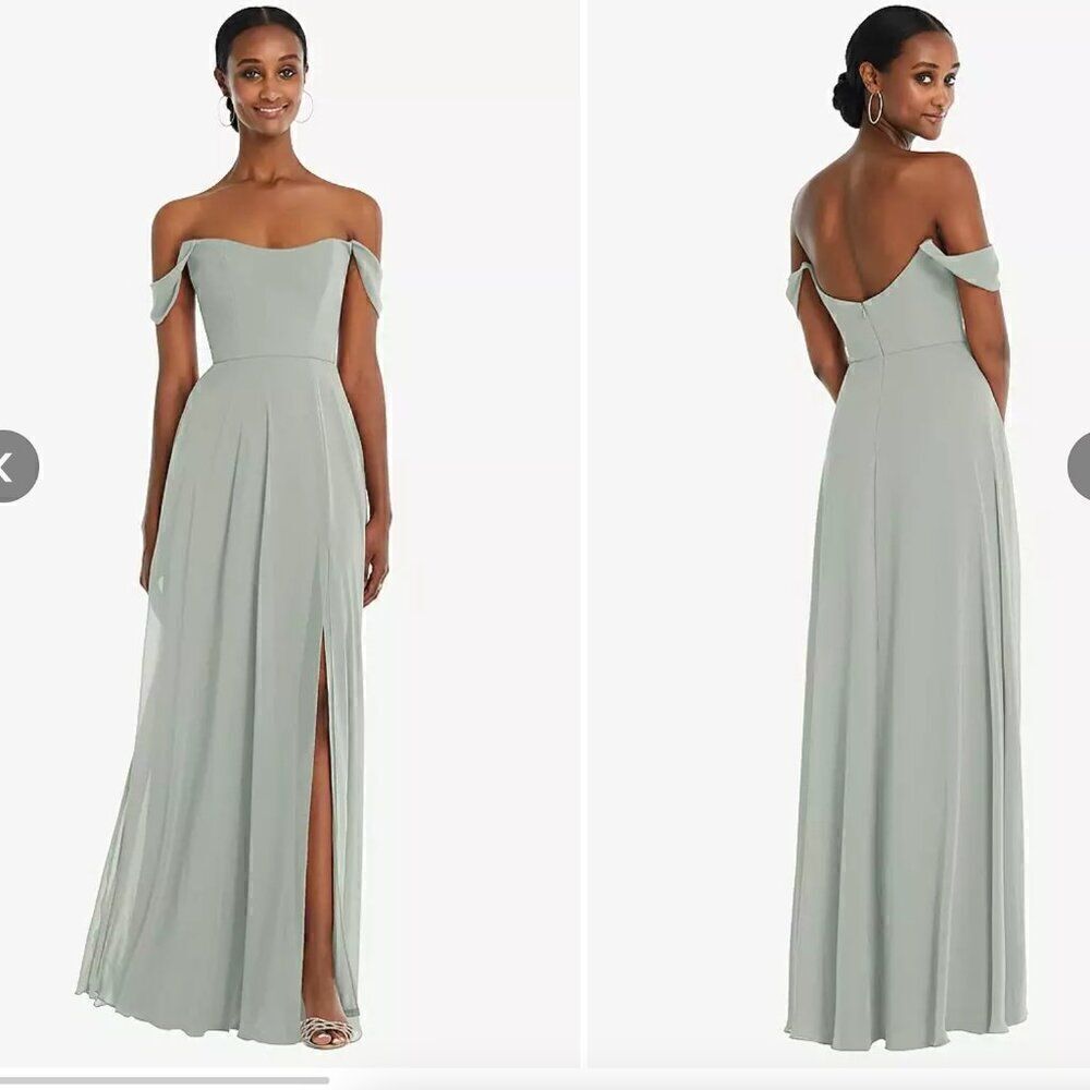 After six 1560 A2 Willow chiffon basque neck long gown size 14R